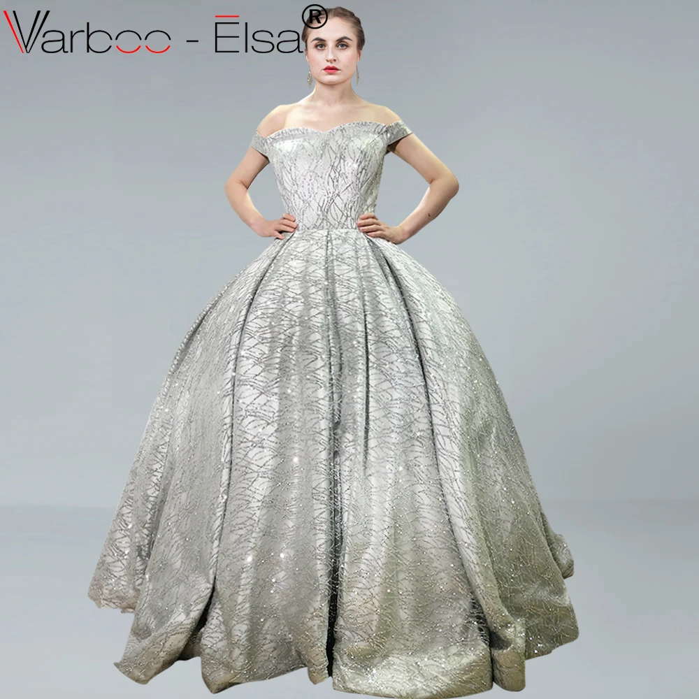 VARBOO_ELSA/Серебристые Роскошные Выпускные платья с блестящими блестками Длинные