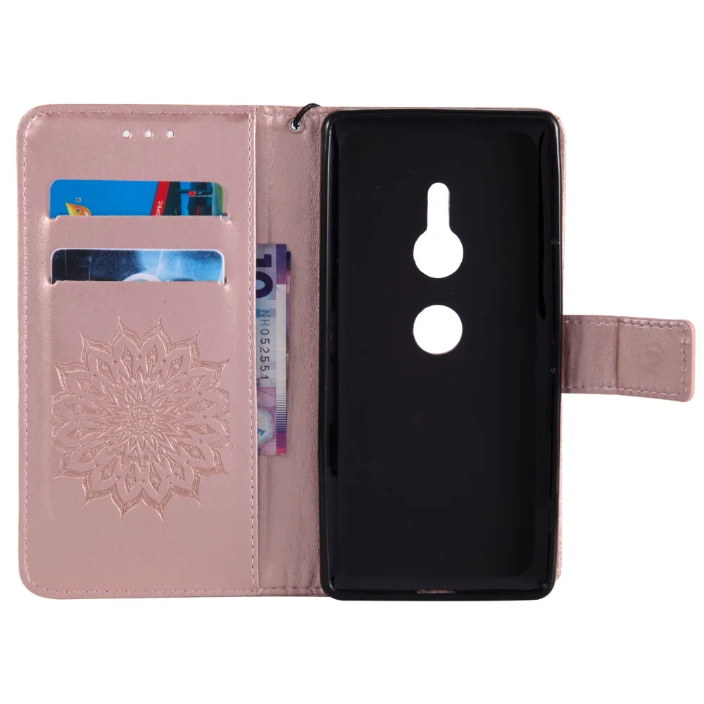 Embossed Pattern Case For fundas Sony Xperia XZ2 H8216 H8266 H8296 coque Compact + Card Holders |