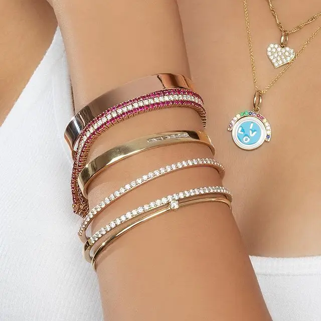 Браслет женский Теннисный браслет с круглым фианитом цвета золото и серебро 2021 |