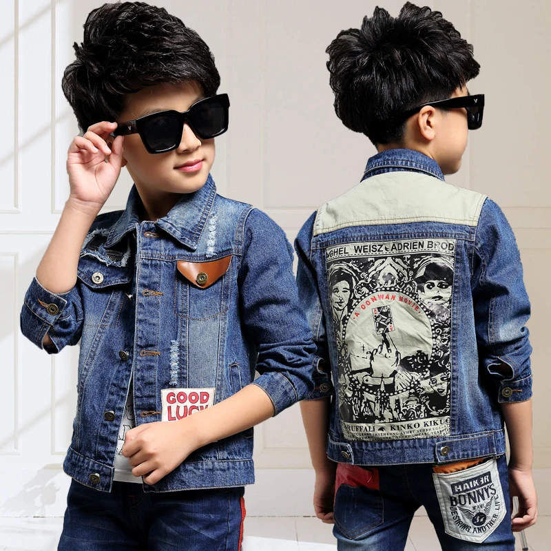 Джинсовая куртка для мальчиков осень 2017 джинсовые куртки детей ветровки Детская
