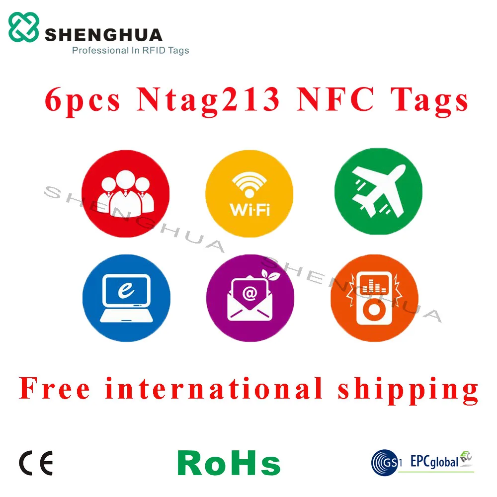 6 шт./лот новая бесконтактная NFC-наклейка N tag213 13 56 МГц HF RFID-метка технологический