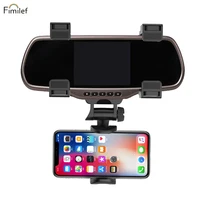 Fimilef Car Rearview Mirror Phone Holder Adjustable Phone Stand black Smartphone Car Holder for Phone Mobile Phone Accessories
