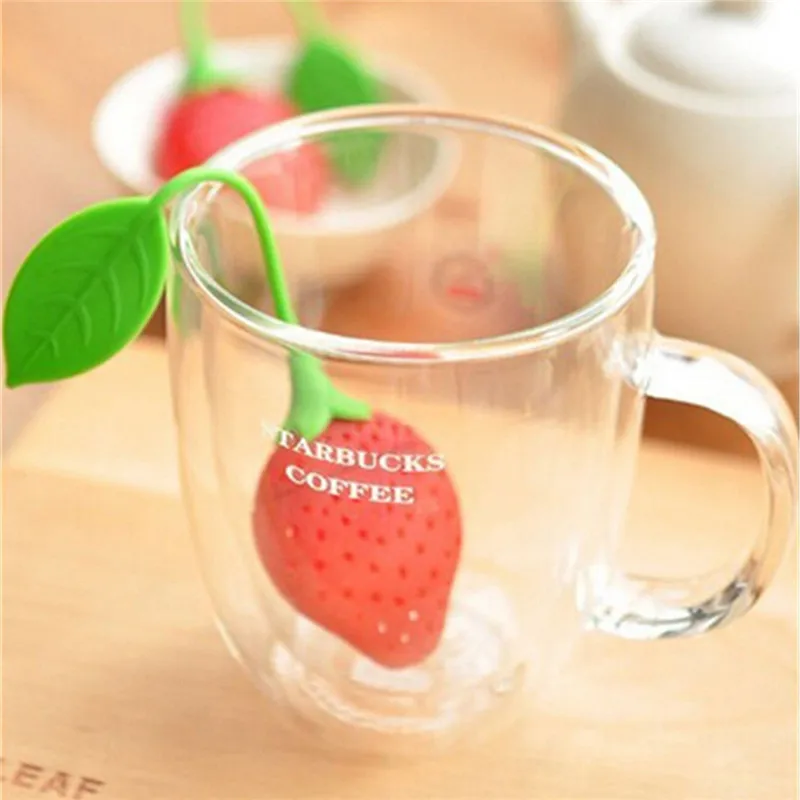 Силиконовый Креативный дизайн клубники многоразовый фильтр для чая ситечко