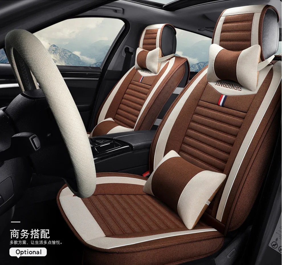 Универсальные льняные автомобильные чехлы на сиденья для hyundai genesis equus creta ix25 tucson ix35 santafe