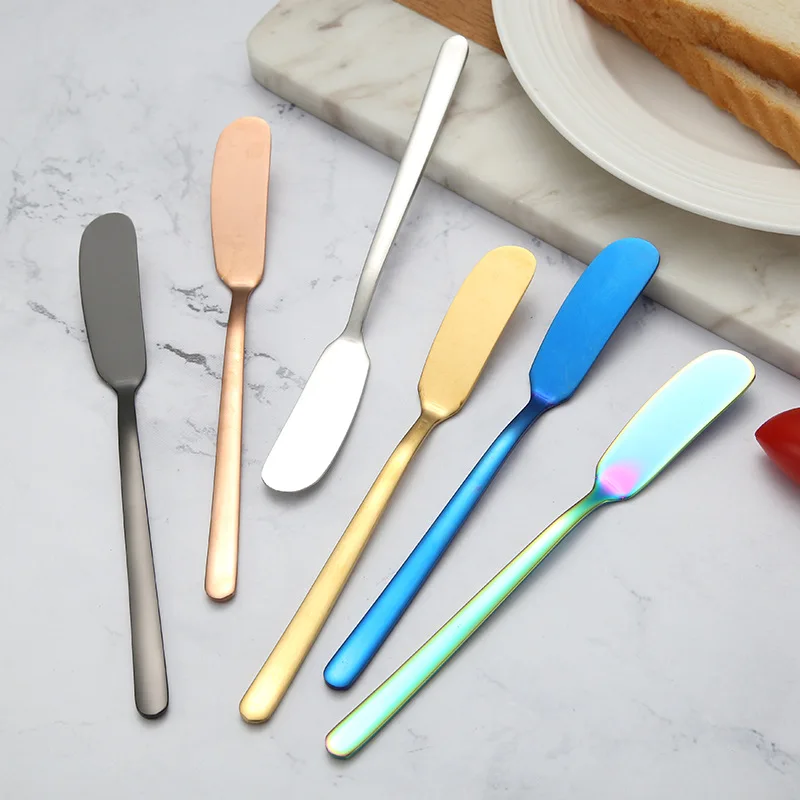 

304 Stainless Steel Butter Knife Cheese Dessert Jam Spreaders Cream Gold Black Rose Gold Knifes Western Cutlery Breakfast Tool