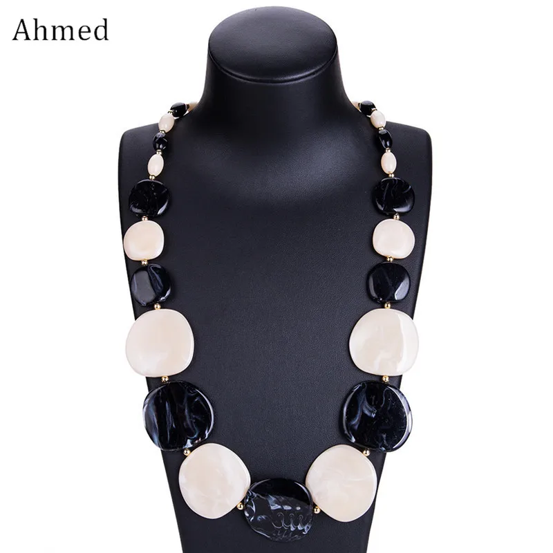 Модное весеннее акриловое геометрическое ожерелье Ahmed с длинными бусинами для