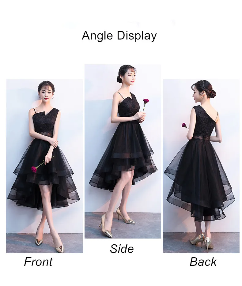 Robe de soiree новое черное элегантное кружевное вечернее платье без рукавов vestido de festa короткое переднее длинное сзади вечернее платье платья для выпускного вечера