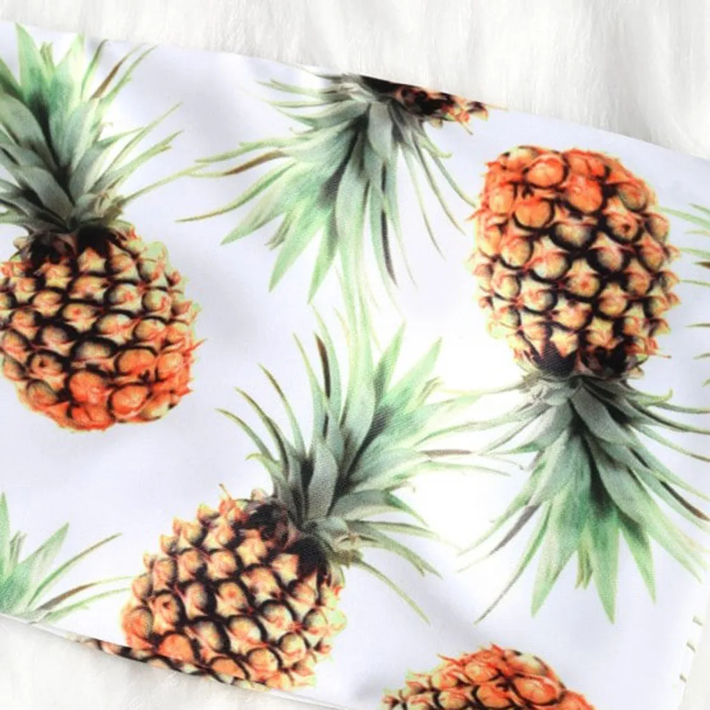 

New Pineapple Print Women Tube up Two Pieces Bikini Push-Up Swimsuit Swimwear Beachwear Maillot De Bain Femme Two Piece Swimsuit