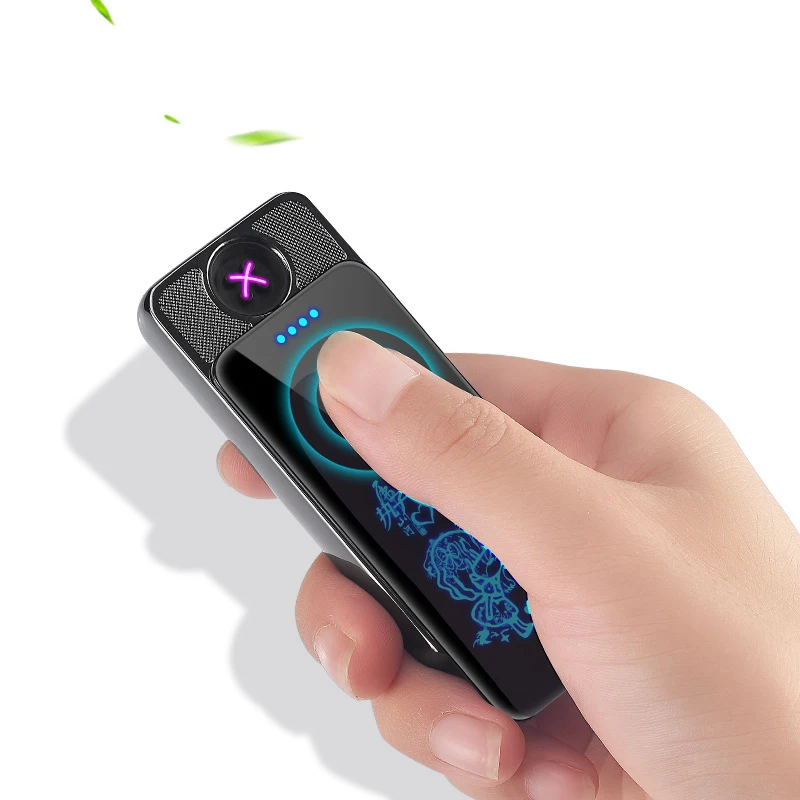 Электронная зажигалка Usb зарядка двойная дуговая светодиодный Полноэкранный