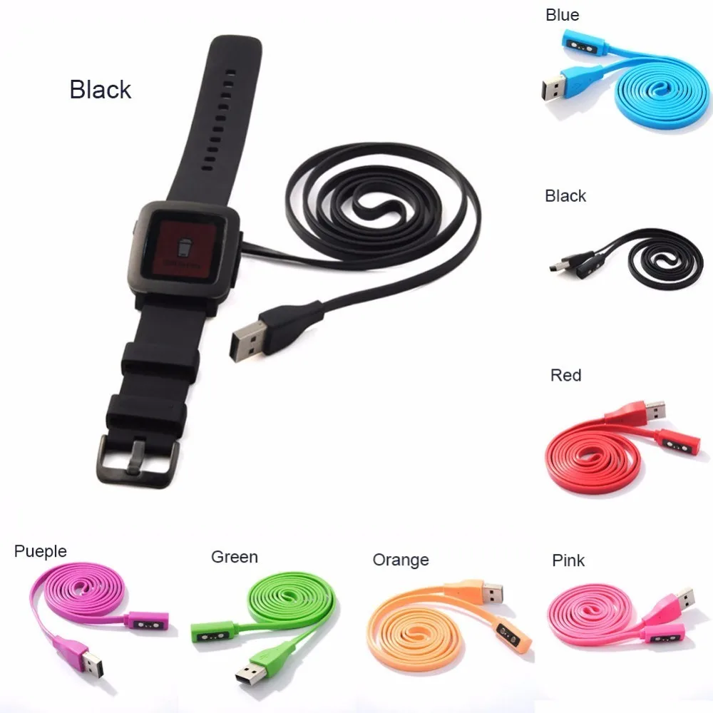 Магнитный USB зарядный Шнур кабель для зарядки провод 7 цветов для Pebble Time/Time steel/Time Round Smart Watch высокое качество