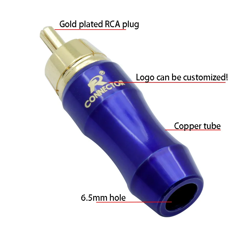 2 шт./1 пара, очень красивый позолоченный RCA разъем, RCA штекер, адаптер, видео/аудио разъем, поддержка 6,5 мм кабеля, синий и красный
