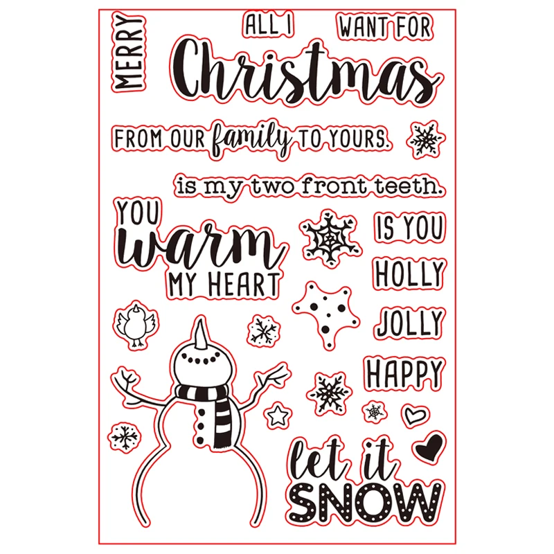 Let It Snow Snowman прозрачный силиконовый штамп DIY Скрапбукинг/фотоальбом для изготовления открыток ручной работы декоративный прозрачный штамп