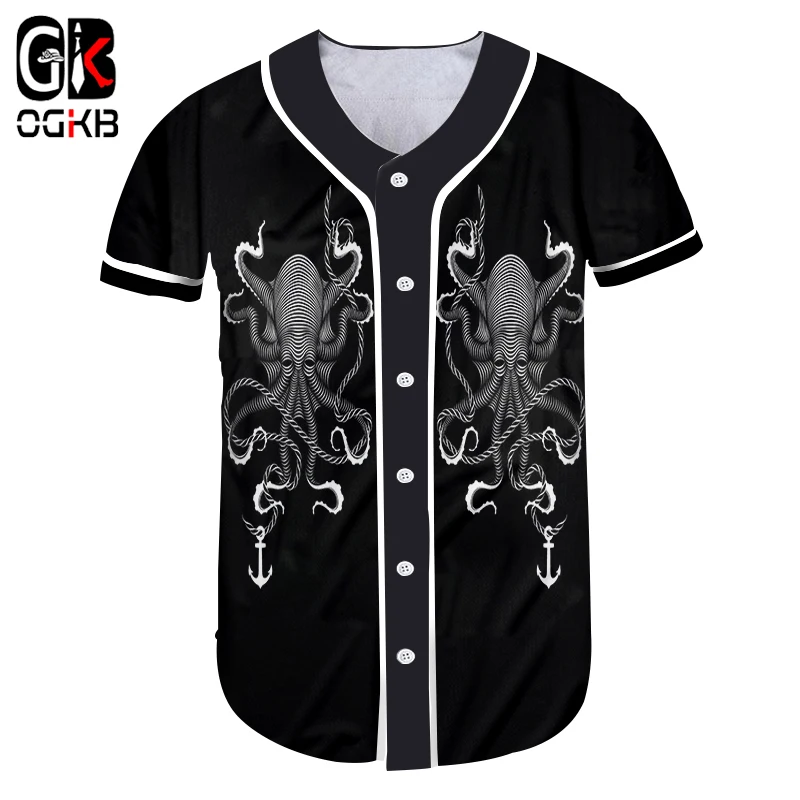 Женская футболка с коротким рукавом OGKB Повседневная на пуговицах 3D принтом