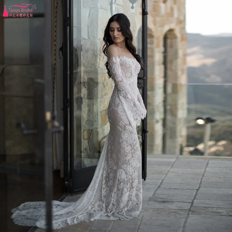 

Sophisticated Italian-inspired Wedding Dresses Stunning Flare Sleeve Lace Bridal Noivas Timeless and Chic Gowns ZW177