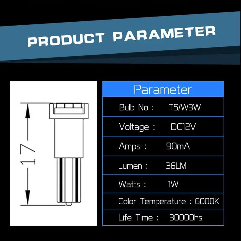 Автомобильные фары LED T5 W3W 3SMD белый 12В сигнальная лампа Светодиодная панель с