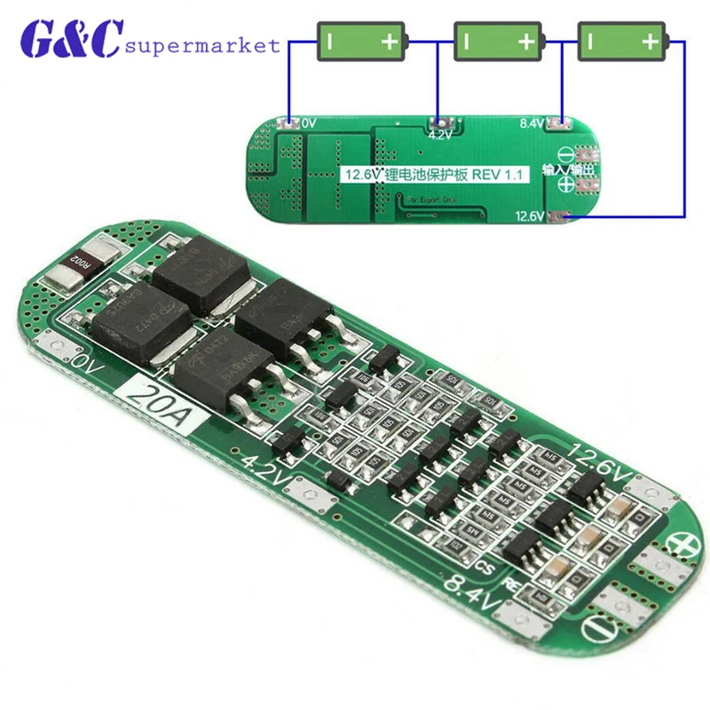 

3S 20A Li-ion Lithium Battery 18650 Charger Protection Board PCB BMS 12.6V Cell Charging Protecting Module