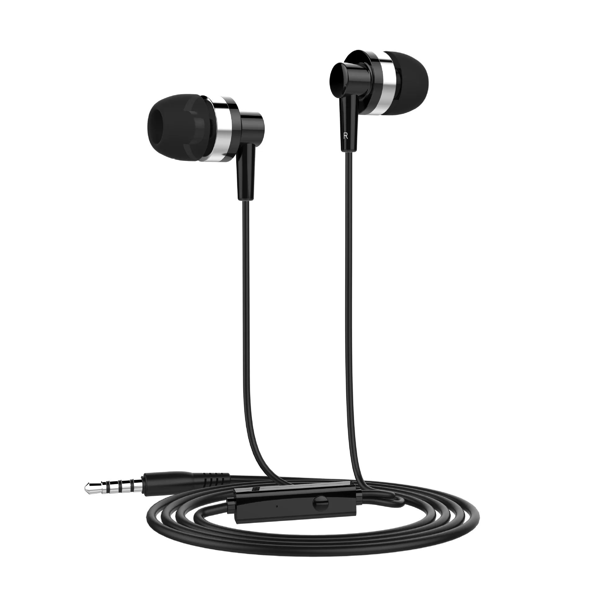 Черный 3.5mm In-ear with Microphone Wire Headset Stereo Bass Outdoors Sport Headset Mini Long Standby Call Wire Headphone for Phone - Цвет: Черный