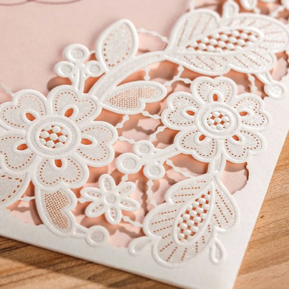 WISHMADE свадебные пригласительные открытки с лазерной резкой белые квадратные