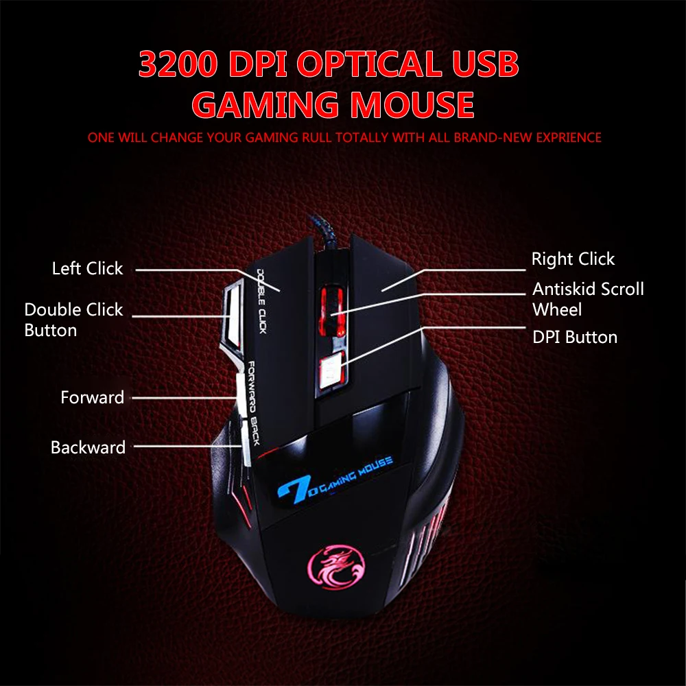 7 кнопок 7D LED Оптическая Проводная игровая мышь USB для ноутбука ПК