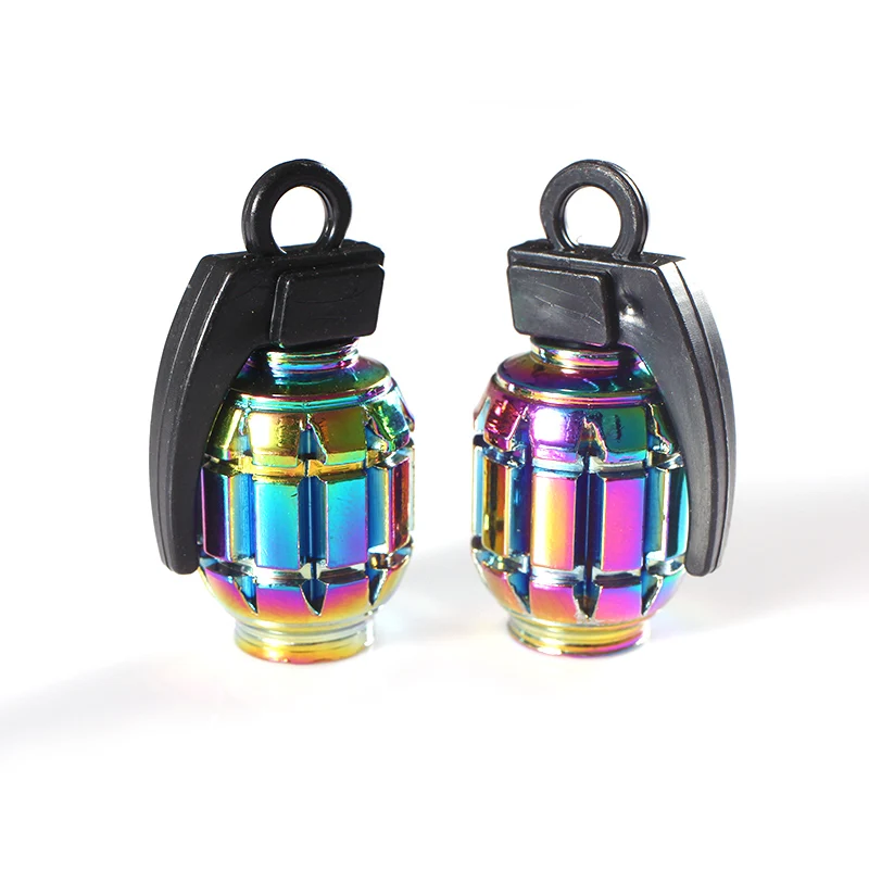 Auto Bicycle Bike Car Tire Valve Caps Tyre Wheel Air Stems Cover Airtight Rims Bike Valve Cap Gre-nade Design Cycling Accessory