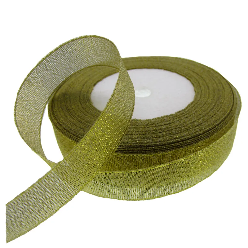 1Roll 25yards gold glitter ribbon gift packing belt christmas for party wedding decor wide 3/8&quot 1/2&quot 5/8&quot 3/4&quot 1&quot | Дом и