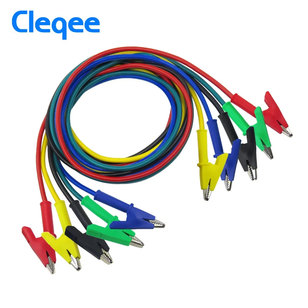Cleqee P1024 двухсторонние зажимы кабель Аллигатор Тестирование зонд провод 100 см 5 цветов 15а