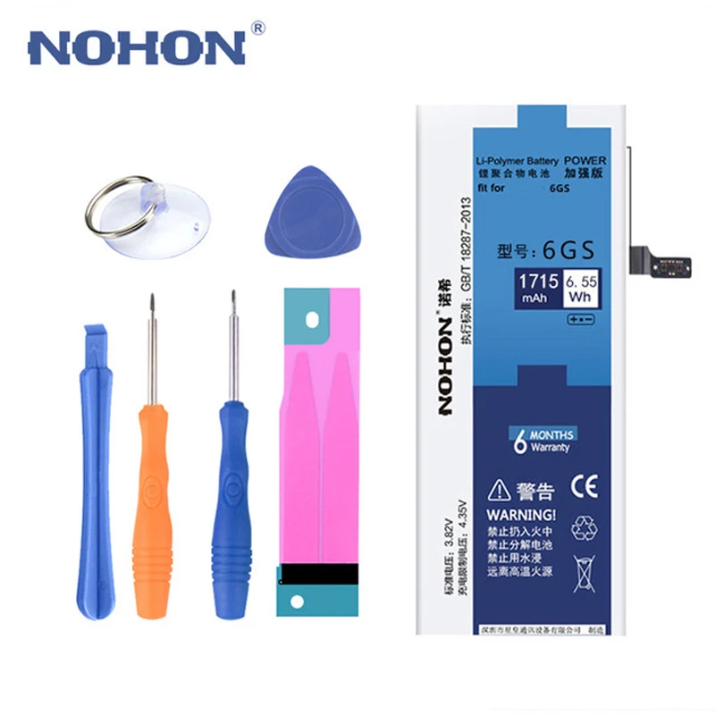 NOHON для iPhone 5 5S 5C 6 6 S 7 батарея Настоящее Высокое ёмкость Замена батареи инструменты комплект посылка