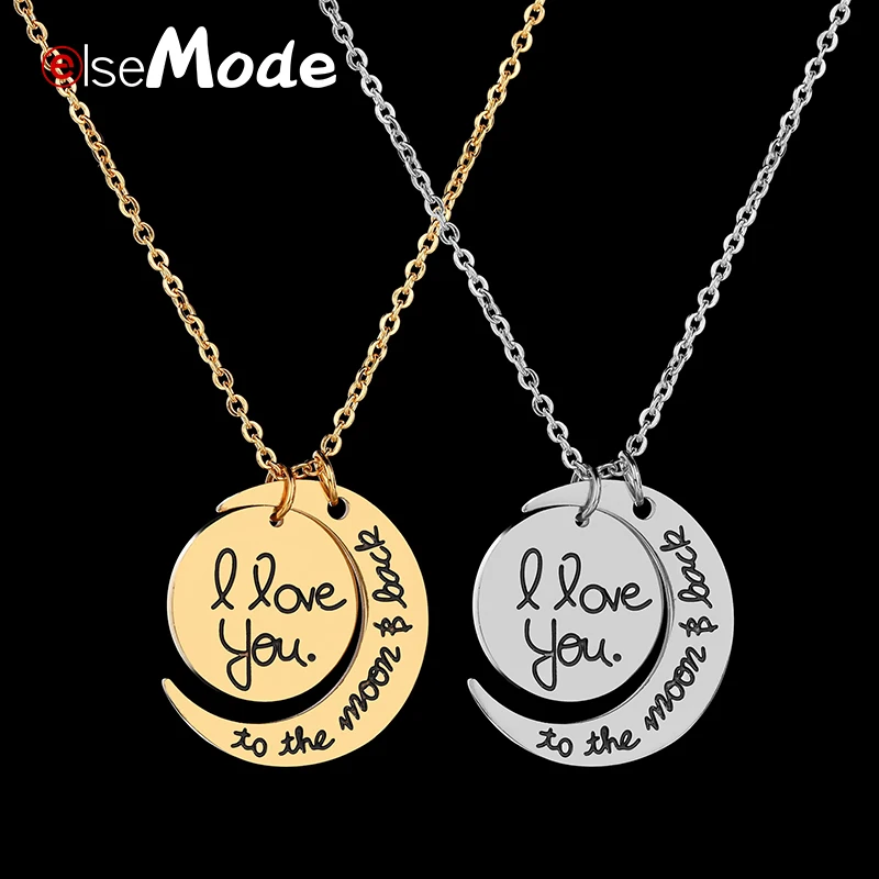 Ожерелье с подвеской для влюбленных с надписью «I Love You To The Moon And Back» ELSEMODE, подарки для пары
