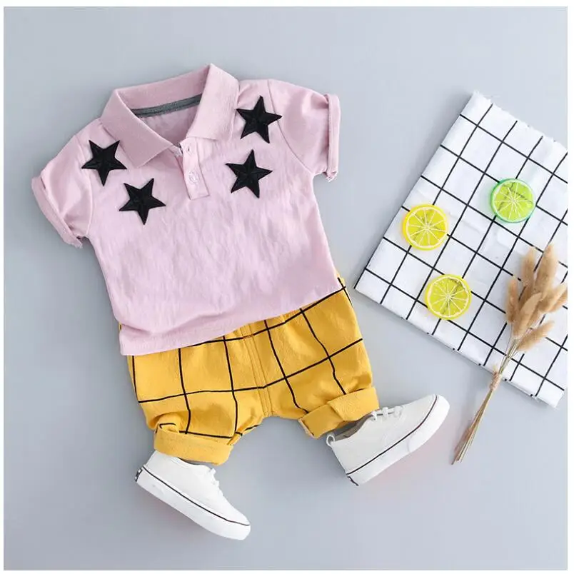 2019 летние комплекты одежды для маленьких мальчиков и девочек Детские хлопковая