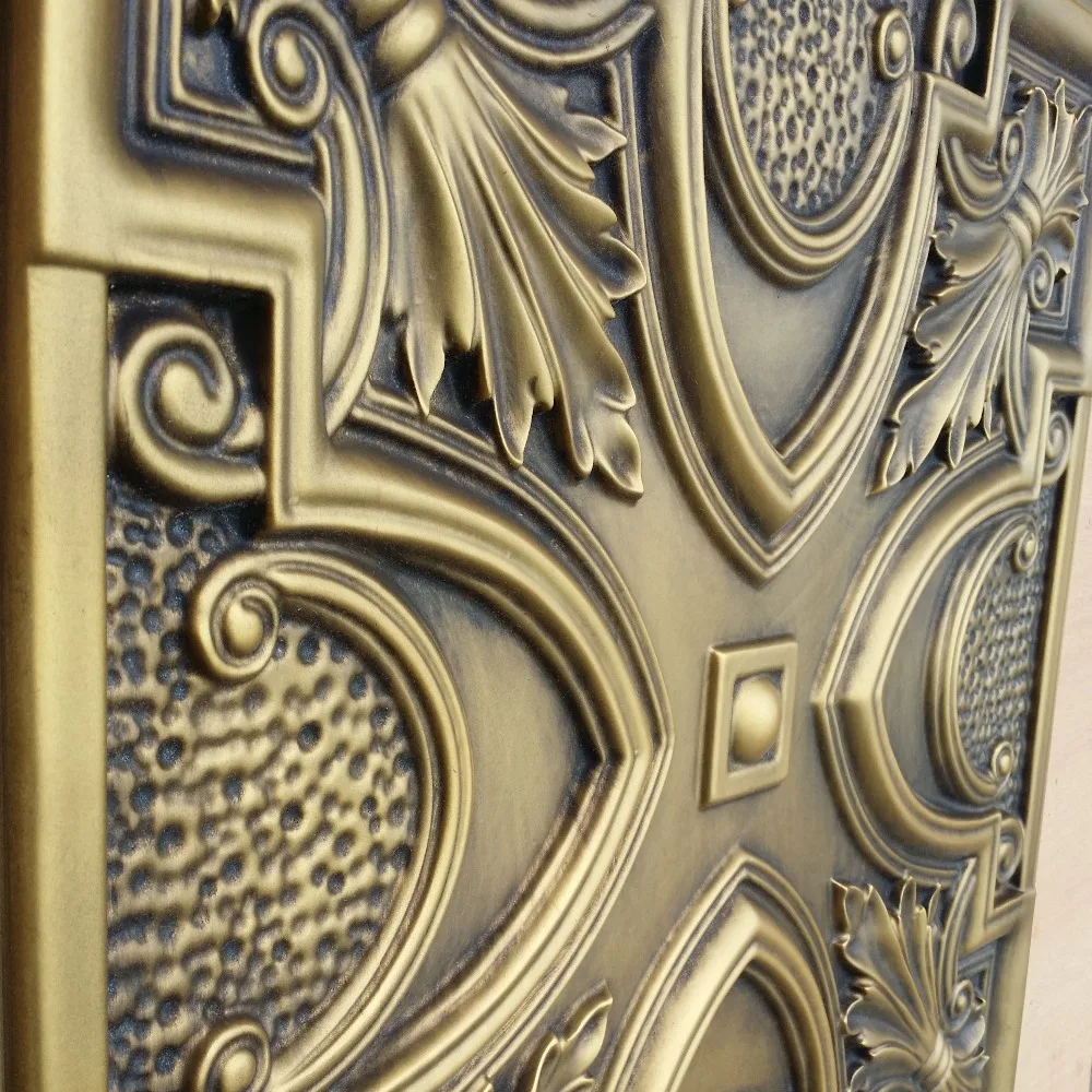 PL11 Old faux paint finishes 3D PVC ceiling tiles antique brass cafe club pub interior roof decor panels 10tiles/lot | Дом и сад