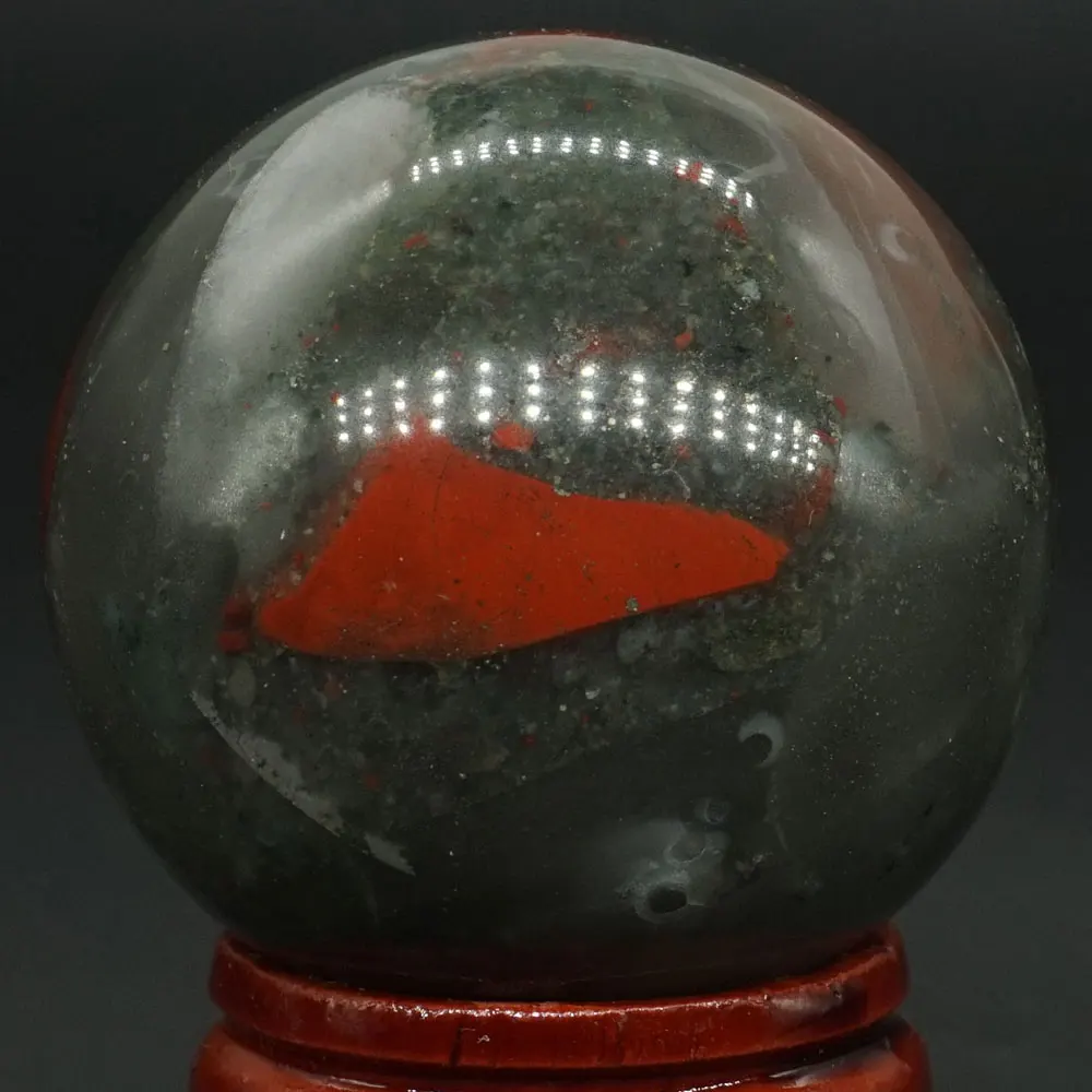 

40MM Natural Gemstone Blood Stone Sphere Crystal Ball Reiki Healing Globe Home Decor