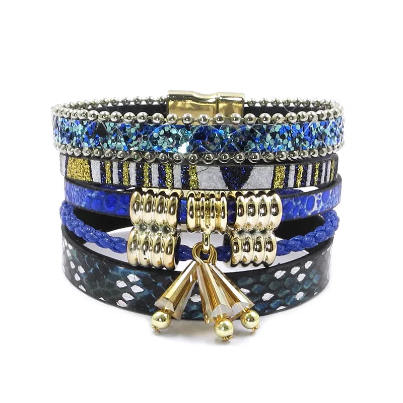 WELLMORE женские браслеты Летние кожаные 5 цветов 3 размера змеиная кожа