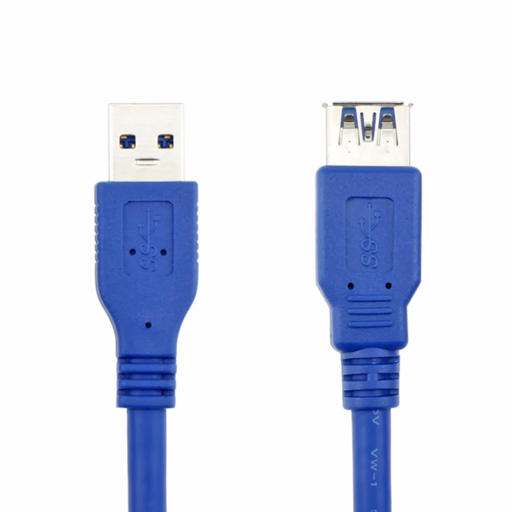 Круглый Голубой USB 3.0 Удлинительный Кабель Мужчина к Женский Расширение Передачи