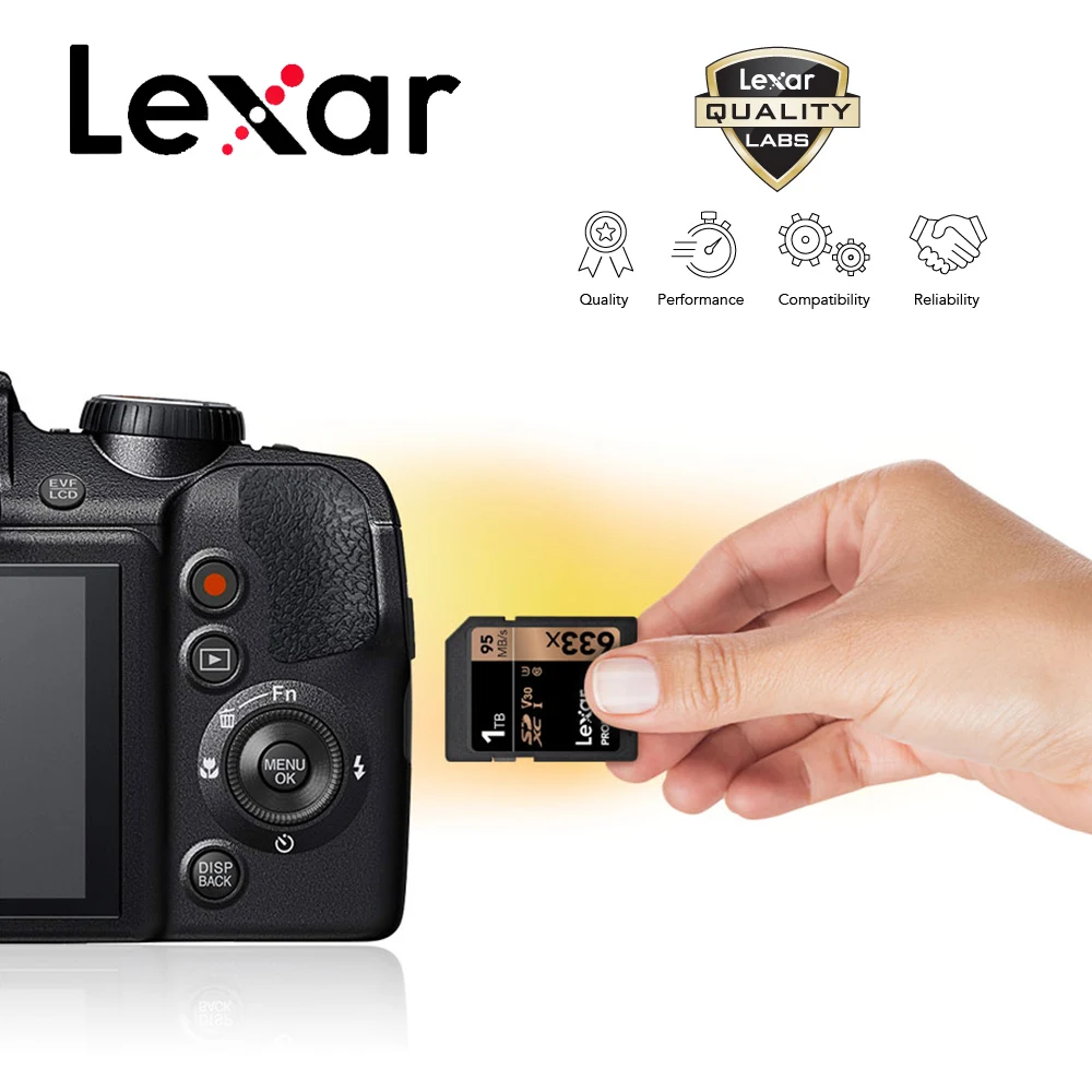 Карта памяти Lexar SD высокоскоростная видеокарта Max95MB/s 32 Гб 64 128 ГБ 256 512 1 ТБ C10 U1 U3 4K