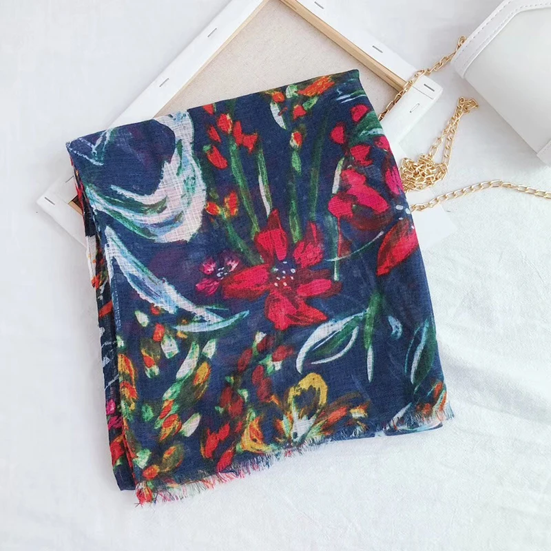 

New Women flower print scarf spring summer style plain scarves shawl fashion Muslim headcover popular hijab 10pcs/lot Hot Sale