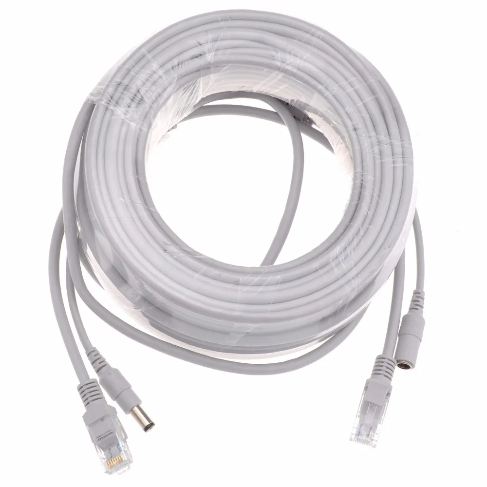 20 м CCTV сетевой кабель RJ45 CAT5/CAT 5e + DC Мощность расширение видеонаблюдения сети Ethernet