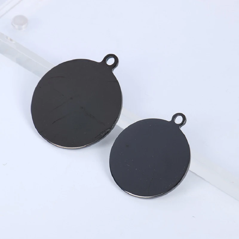 Stainless Steel 25/30/35mm Outer Hole Round Tag Steel/Gold/Black Color Blank Metal Charm Pendant Wholesale 10pcs |