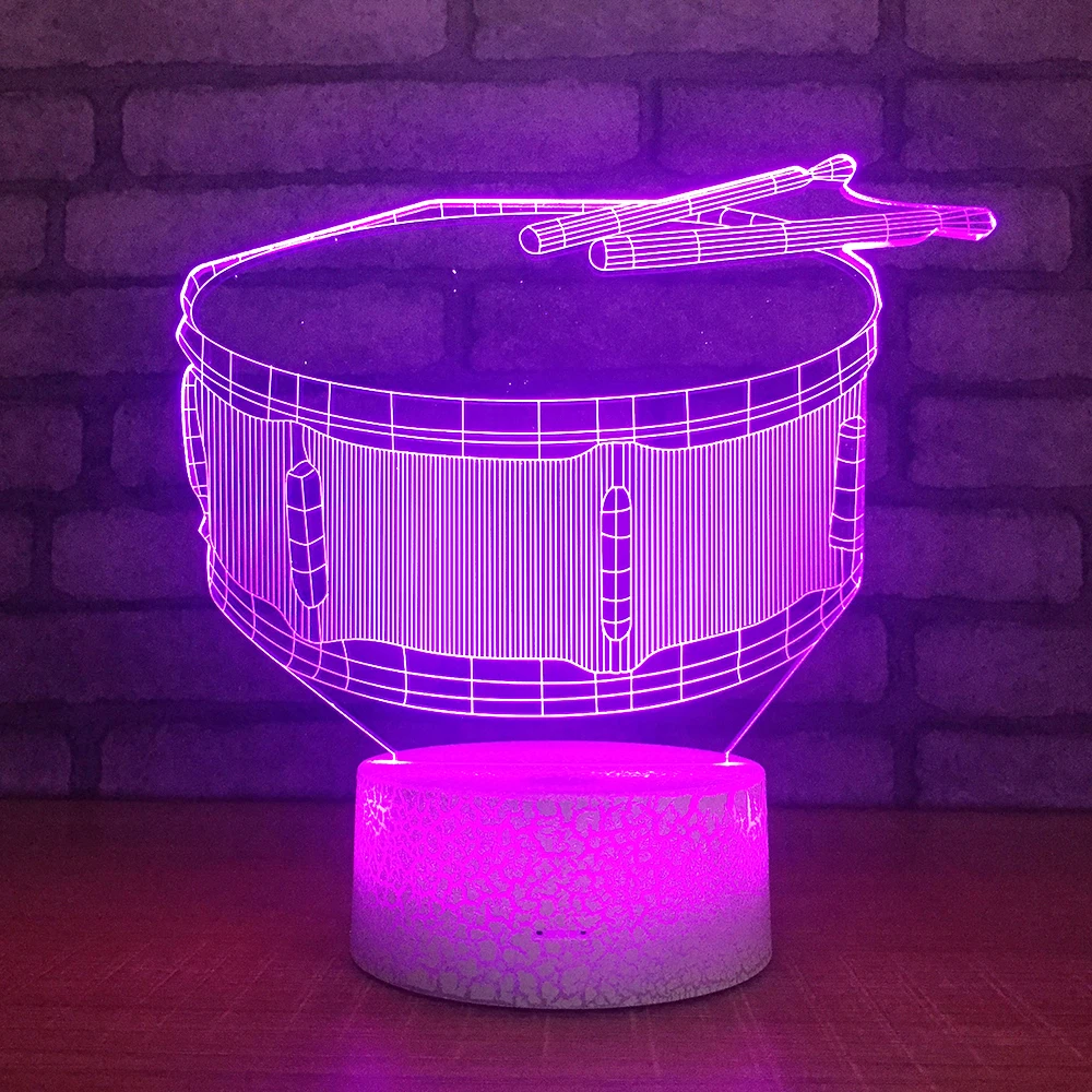 Китайский drum3D ночник креативная Иллюзия 3d лампа LED 7 цветов меняющаяся Настольная