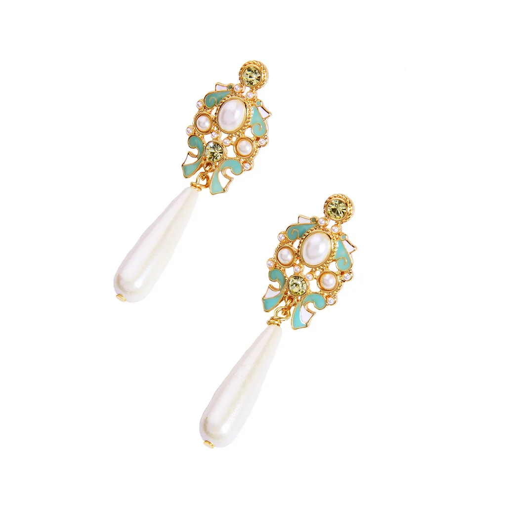Creative Small Fresh Geometric Drop Peal Gem Crystal Earrings Ladie Jewelry Gift | Украшения и аксессуары