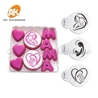 3pc mom love baby cookie cake stencils set cupcake decoration supplies stencil for cake fondant cake tools st 818