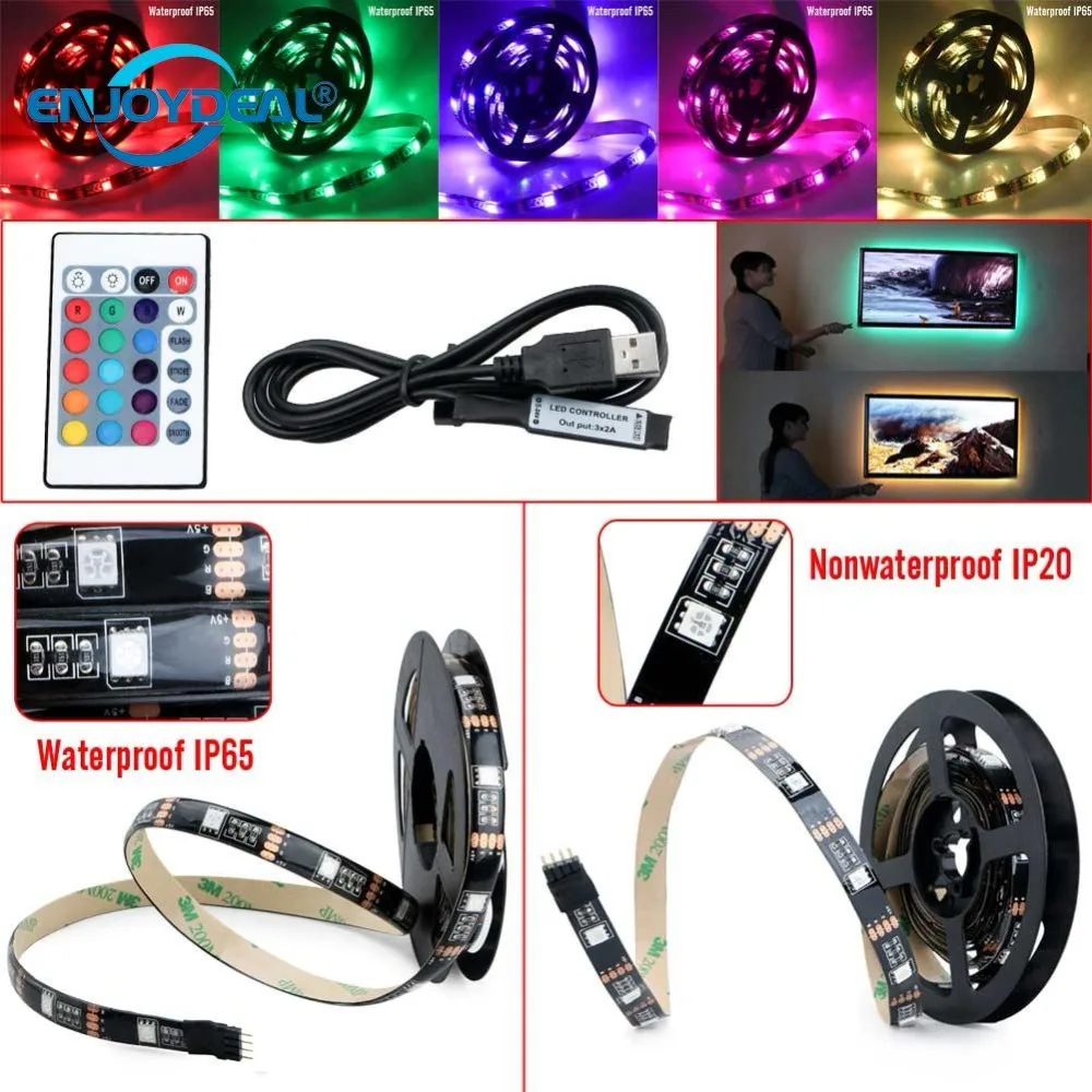 ТВ фоновое освещение 5 в SMD5050 USB Светодиодная лента RGB рождественское настольная