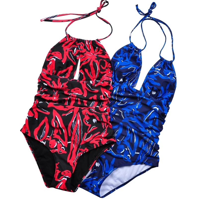 

New Monokini Bodysuit Women One Piece Printed Swimsuit Sexy Beachwear 2XL-5XL