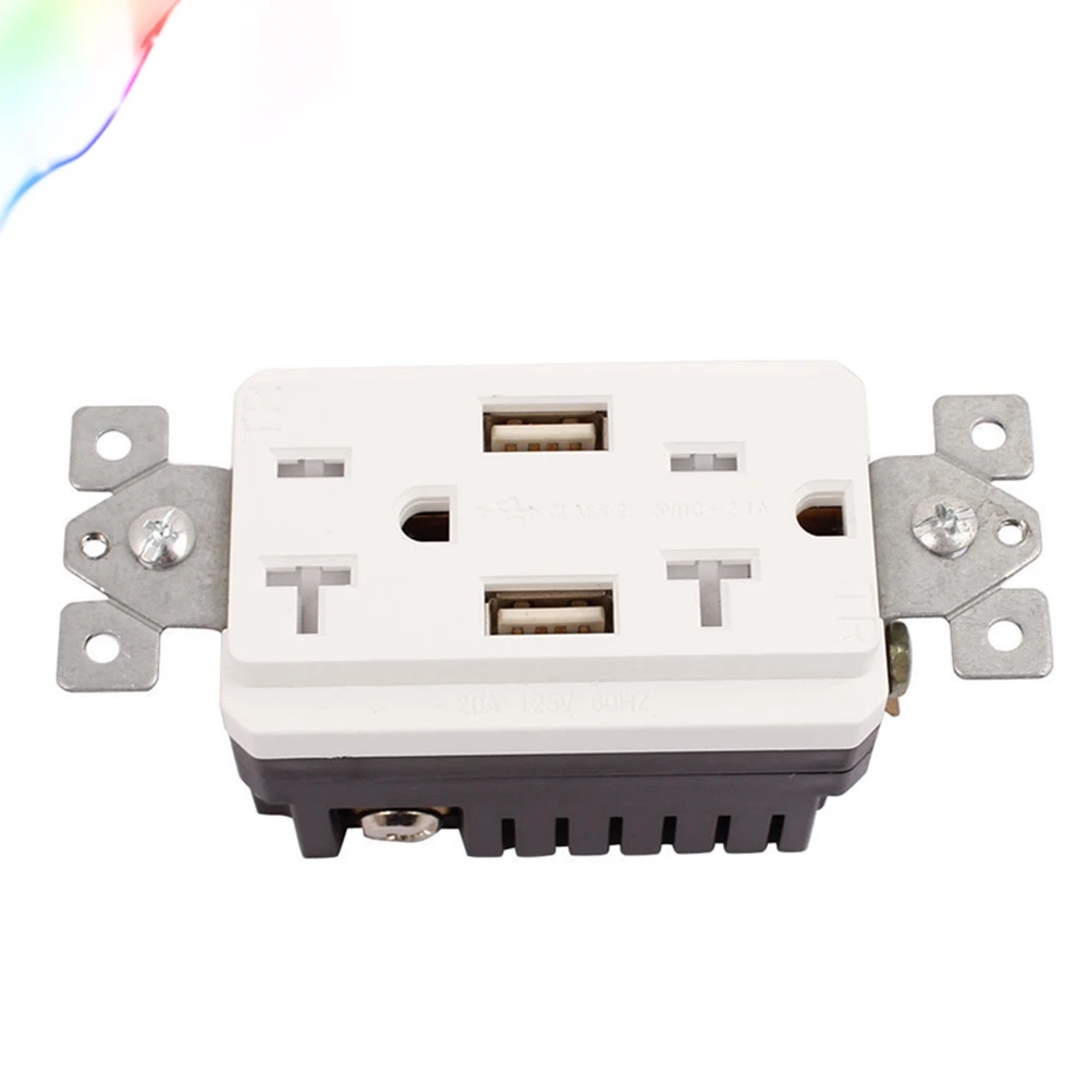 120 в 20 А зарядное устройство с двойным USB разъемом для розетки|Электрические