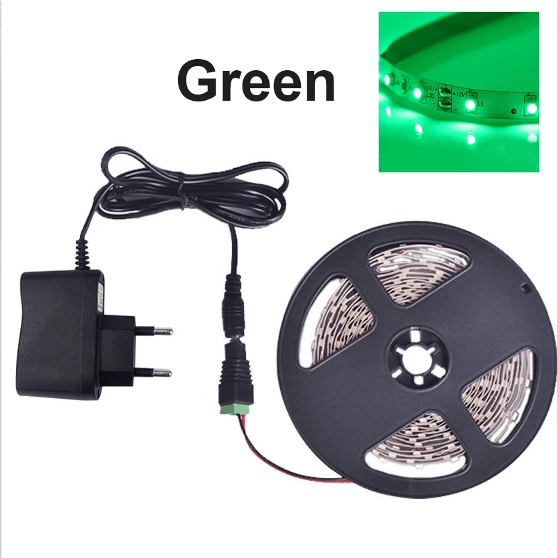 Goodland RGB Светодиодная лента 12 В SMD3528 5 м Светодиодная лента световой полосы Гибкая Диодная лента 2A DC12V красный зеленый синий желтый белый теплый белый - Испускаемый цвет: Green