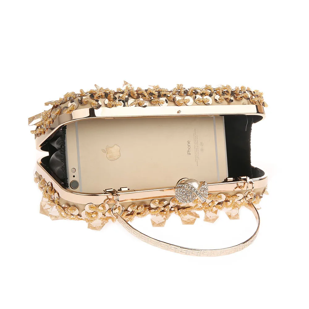 2021 Luxury Ladies' Beaded Sequined Wedding Evening Bag Clutch handbag Bridal Bling Party Makeup Purse Free Shipping | Багаж и сумки