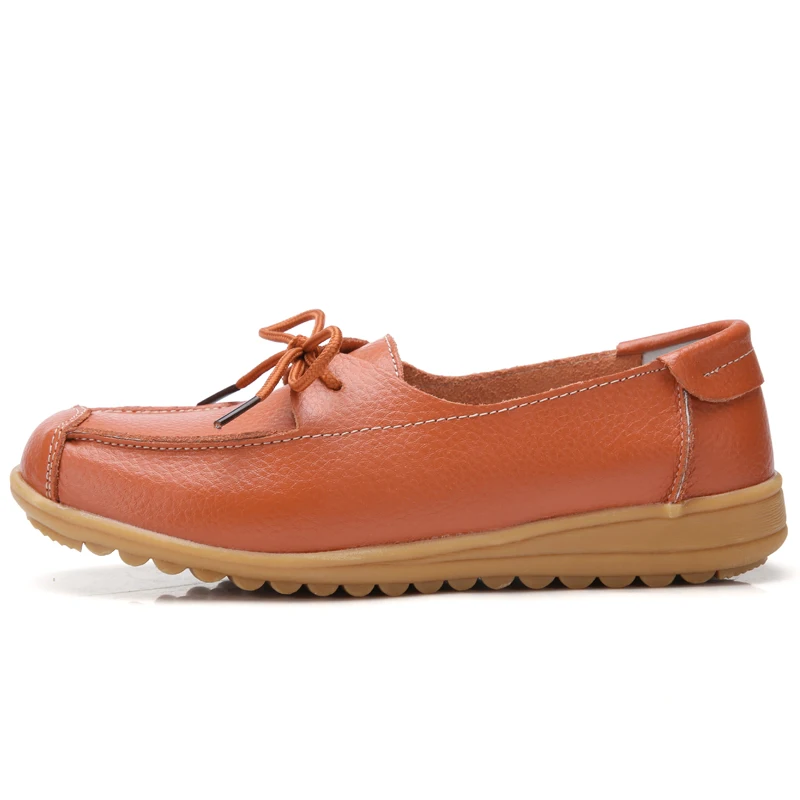 Big Size 35-43 Women Boat Flats Split Leather Lace-up Flat Shoes Woman Comfortable Ballet Mother Female Moccasins WSH3219 | Обувь