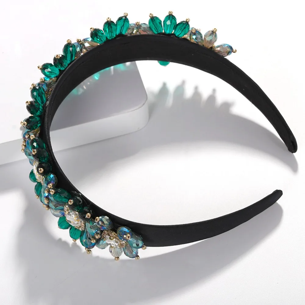 Dvacaman класса люкс в виде цветка, из хлопковой ткани с украшением в виде кристаллов и повязка на голову для Для женщин Винтаж имитация жемчуга, повязки для волос, украшения для волос вечерние подарки