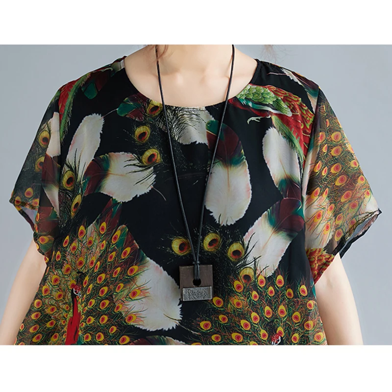 Elegdream бренд лето плюс размер женское шифоновое платье с принтом леди праздник