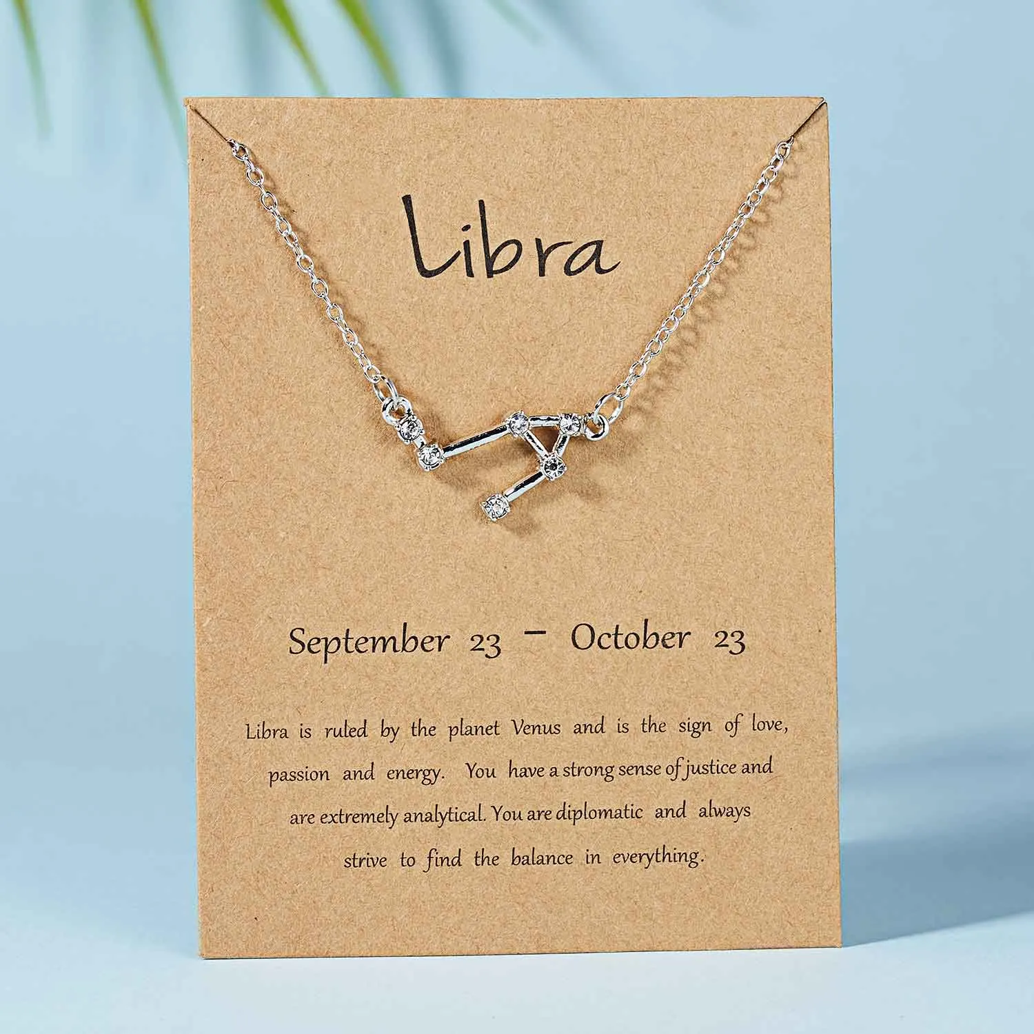 Libra-silver Belleper 12 Созвездие Знак зодиака ожерелье для женщин серебряные ювелирные изделия Leo Libra Aries кулон ожерелье Астрология - Окраска металла: Libra-silver