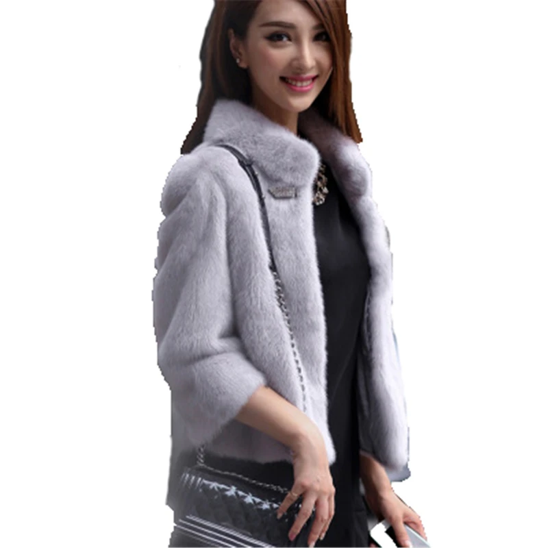 

Faux fur coat Winter new Korean S-2XL plus size white gray black long sleeve short section thick fashion Faux fur jacket JD391